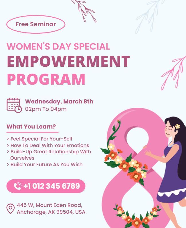 Womens Day Empowerment Seminar Flyer Template