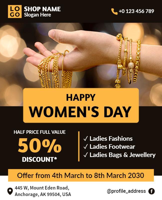 Womens Day Jewelry Sale Flyer Template