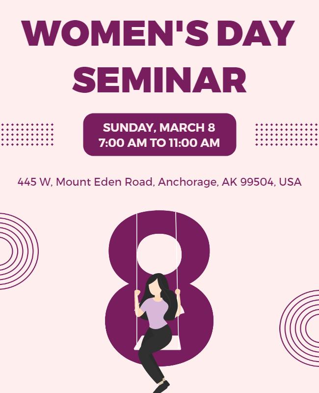 Vibrant Purple Women's Day Seminar Flyer Template