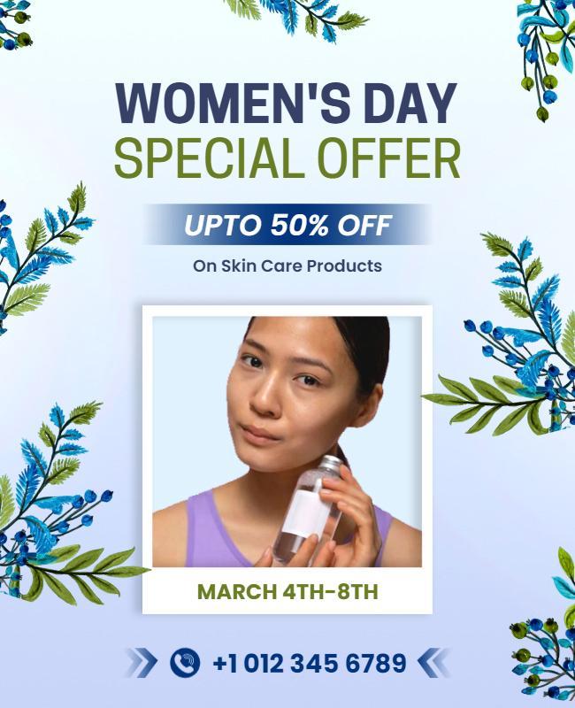 Womens Day Skincare Special Offer Flyer Template