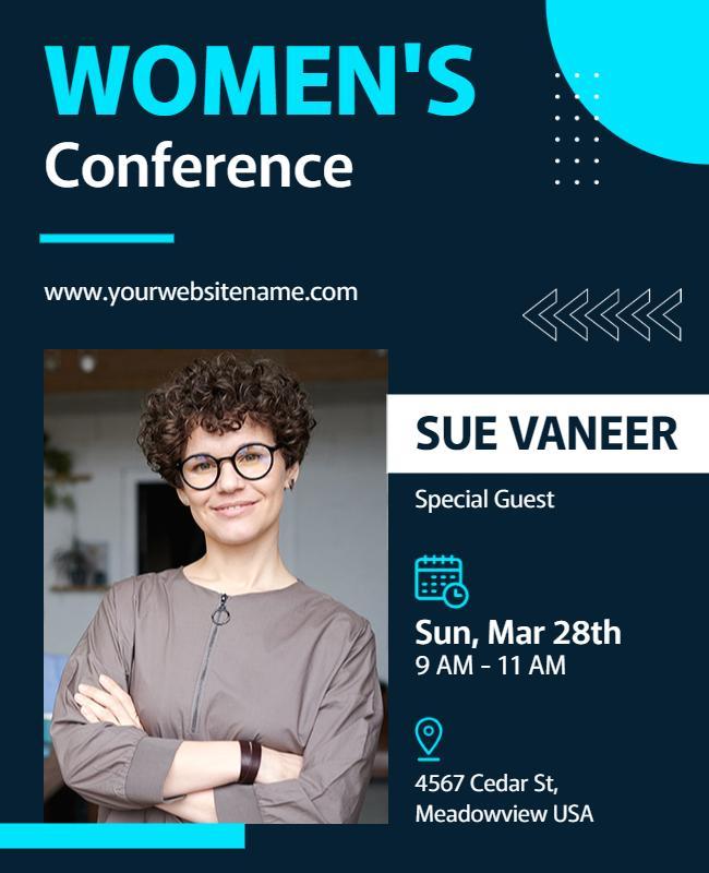 Modern Blue Women's Conference Guest Speaker Flyer Template