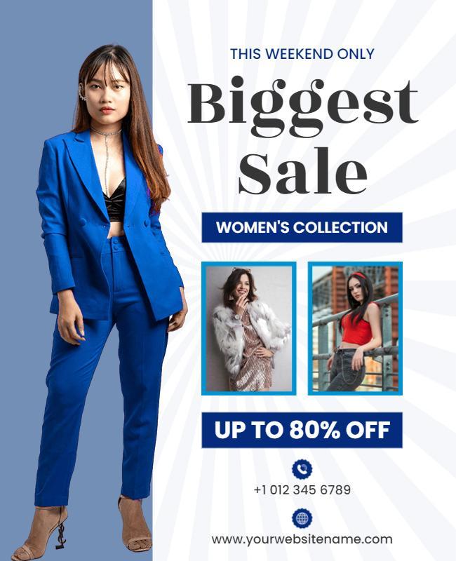 Stylish Blue Women's Collection Sale Weekend Flyer Template