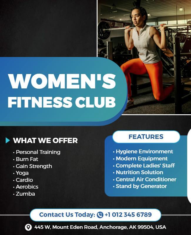 Womens Fitness Club Promotional Flyer Template