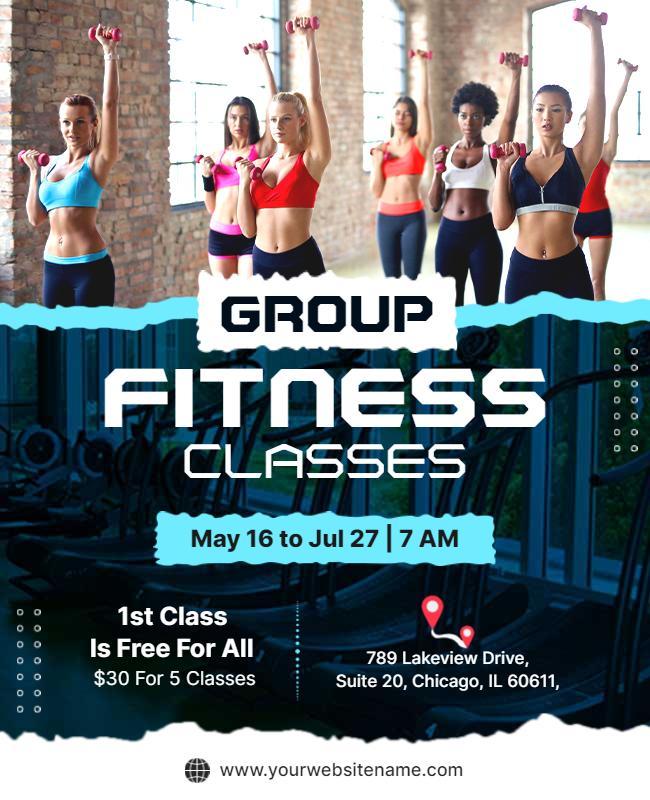 Womens Group Fitness Classes Promotional Flyer Template