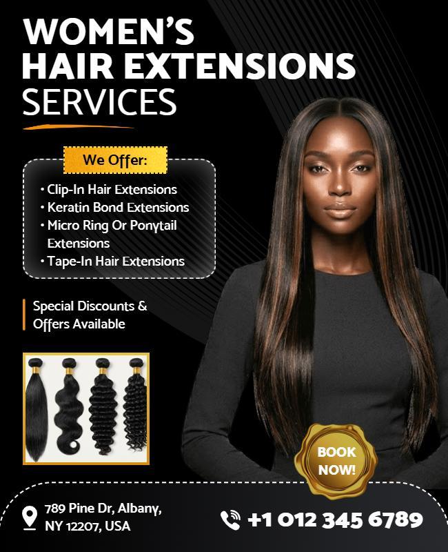 Women's Hair Extensions Services Promotional Poster Template