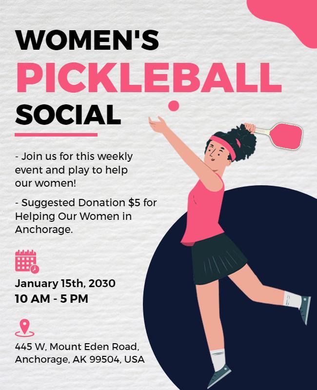 Womens Pickleball Social Event Flyer Template