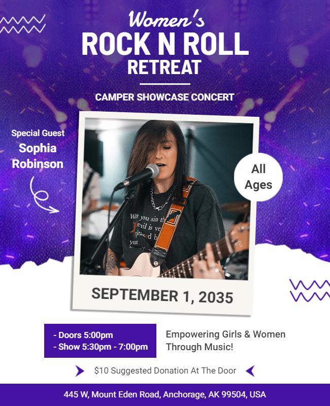 Womens Rock N Roll Retreat Concert Flyer Template