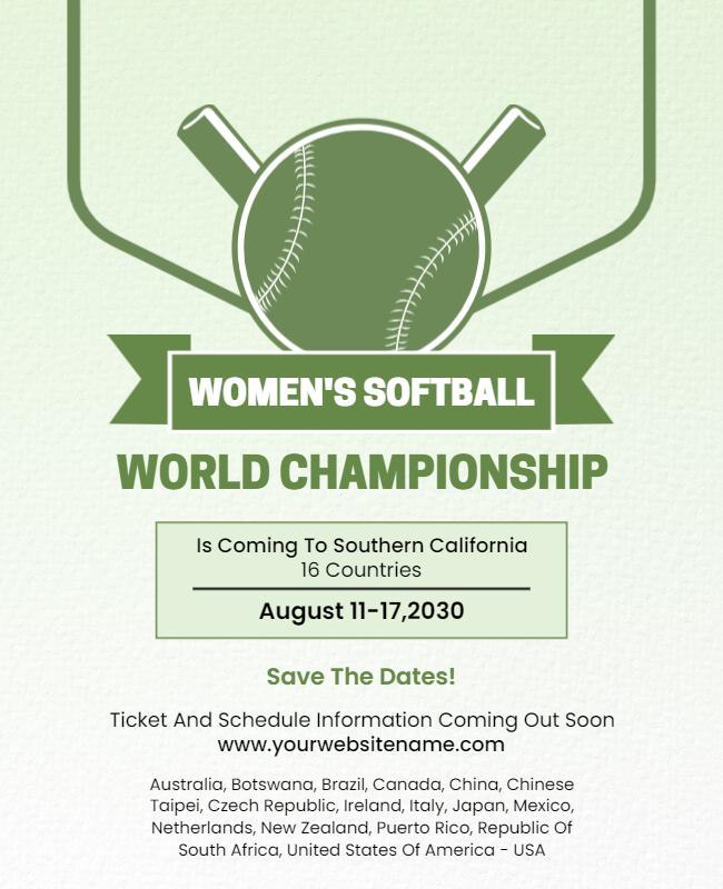 Womens Softball World Championship Flyer Template