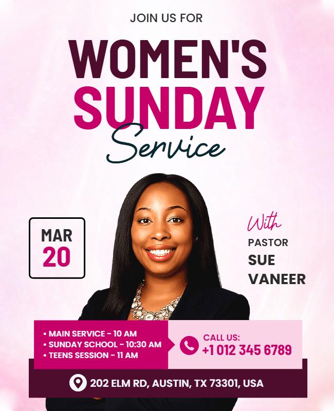 Women's Sunday Church Service Poster Template