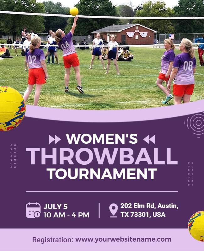 Women's Throwball Tournament Event Flyer Template