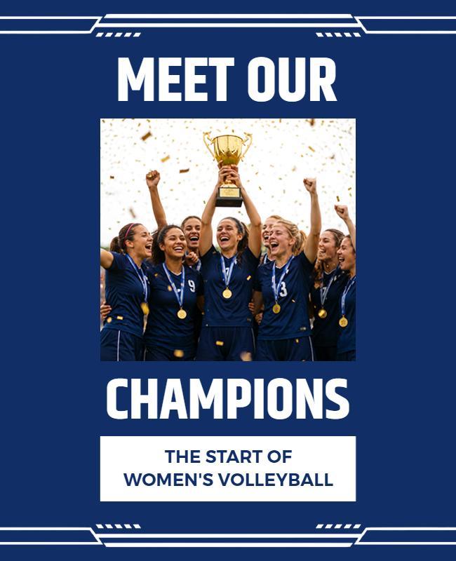 Women's Volleyball Champions Celebration Poster Template