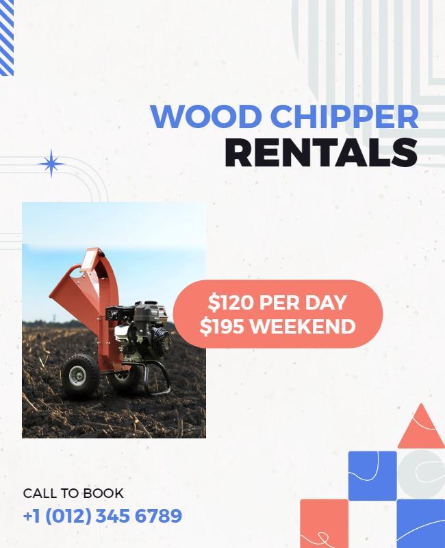 Wood Chipper Equipment Rental Flyer Template