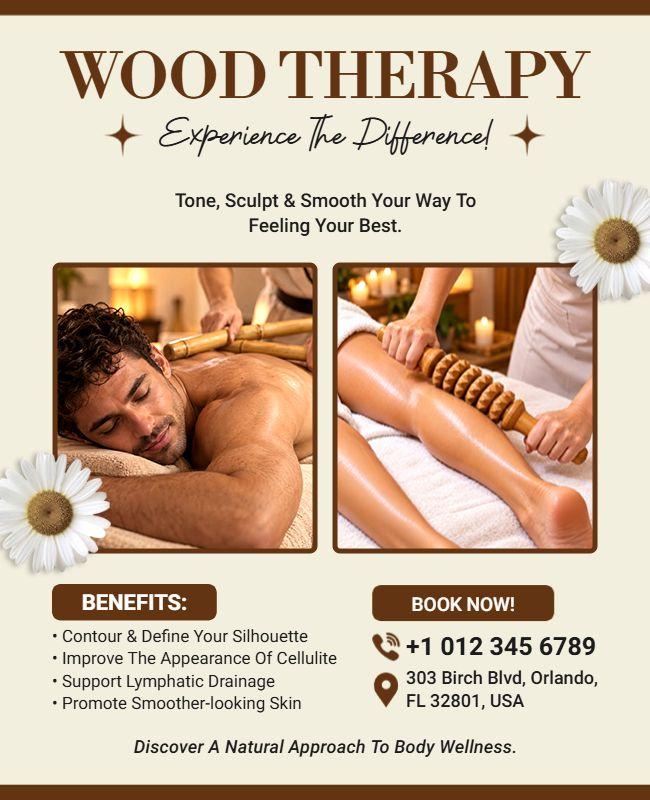Wood Therapy Spa Treatment Flyer Template