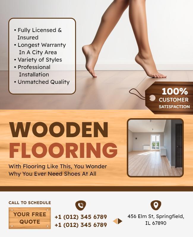 Wooden Flooring Service Promotion Flyer Template