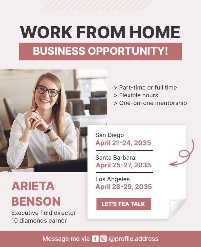 Work from Home Business Opportunity Flyer Template