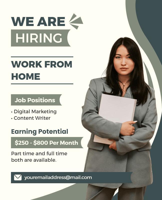 Work from Home Hiring Opportunities Flyer Template