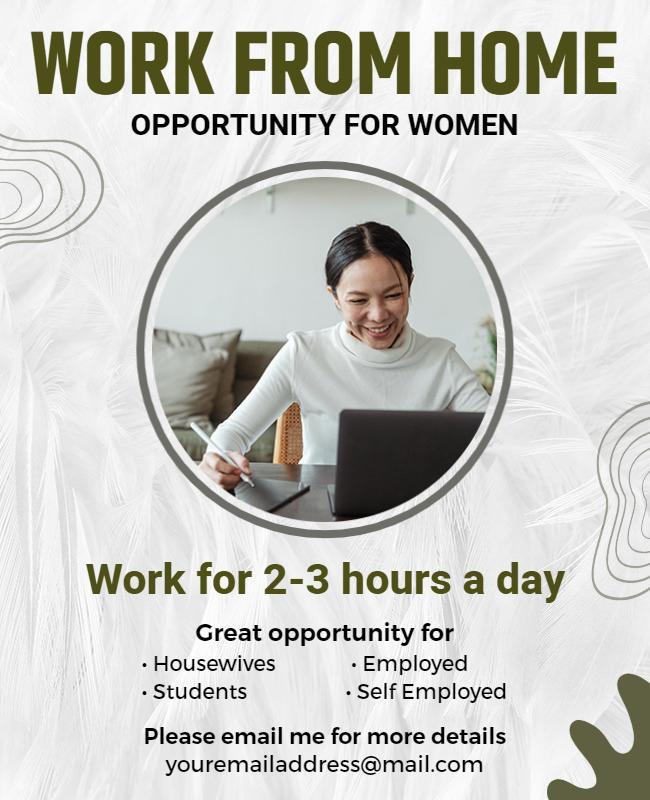 Work from Home Opportunity Flyer for Women Template