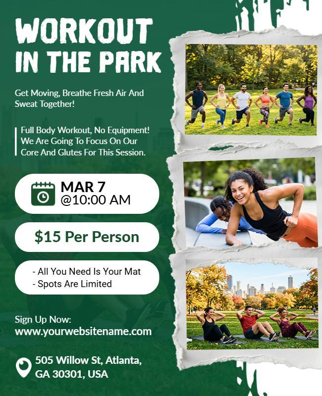 Workout Event in the Park Flyer Template