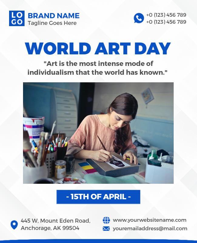 Creative Blue World Art Day Celebration Flyer Template