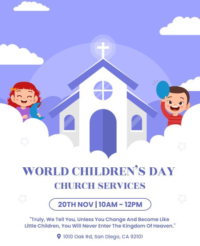 World Childrens Day Church Service Flyer Template