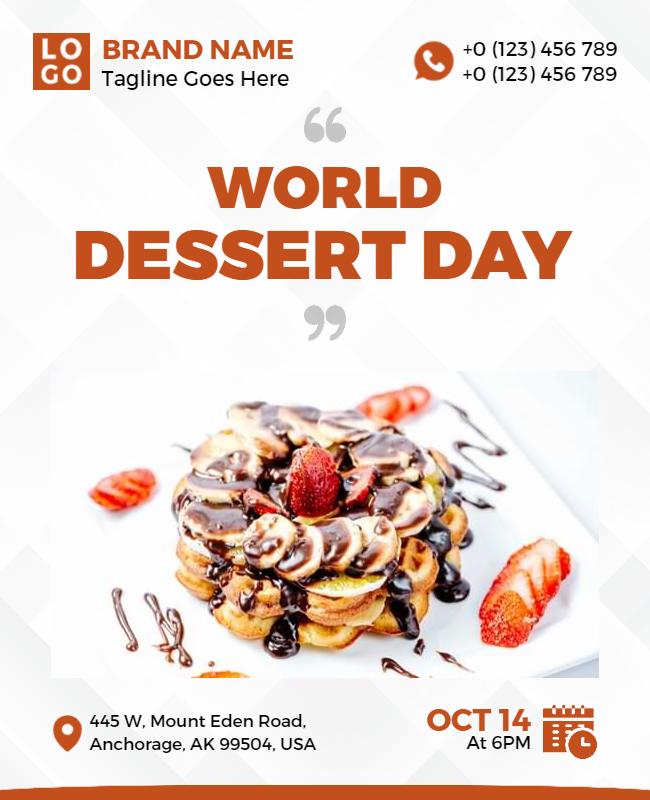 Festive White Dessert Celebration for World Dessert Day Flyer Template