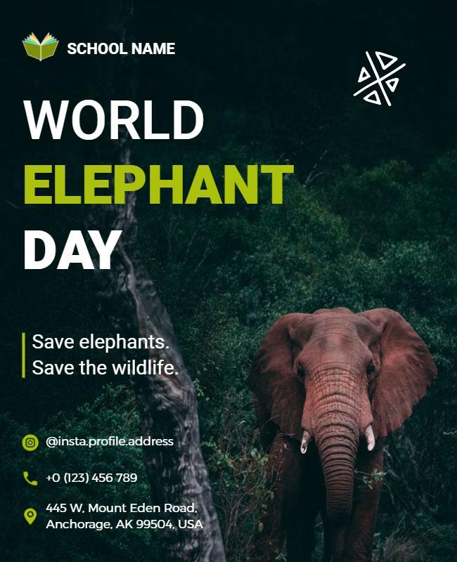 World Elephant Conservation Awareness Flyer Template