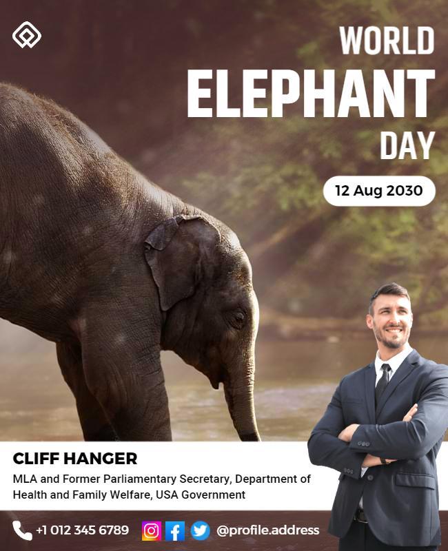 Nature-Inspired World Elephant Day Awareness Flyer Template