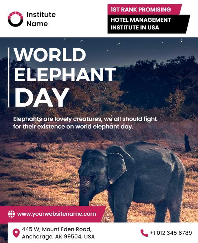 World Elephant Day Awareness Flyer Template