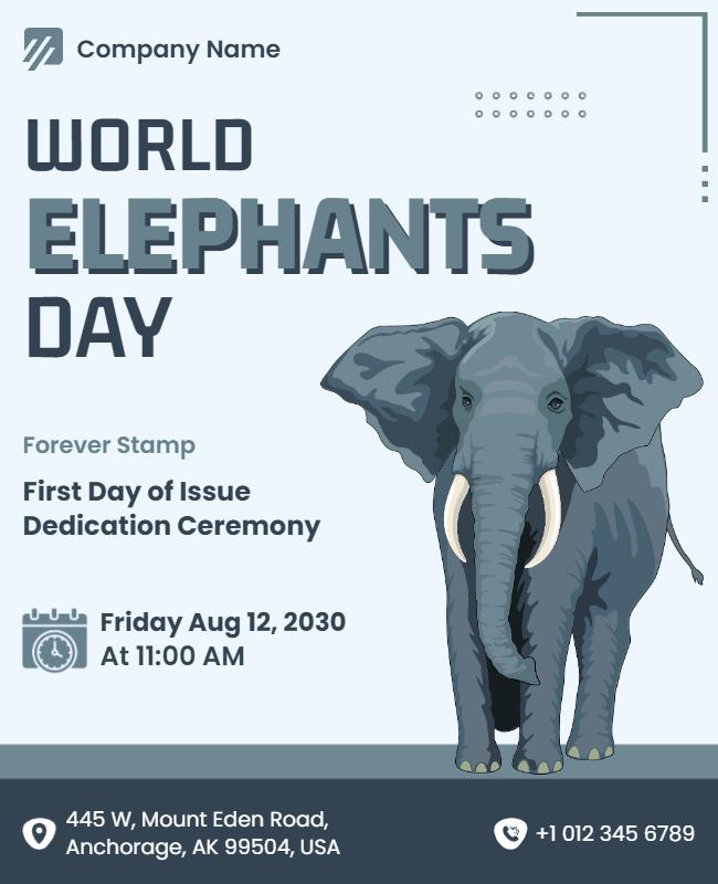 Playful Elephant Design for World Elephants Day Flyer Template