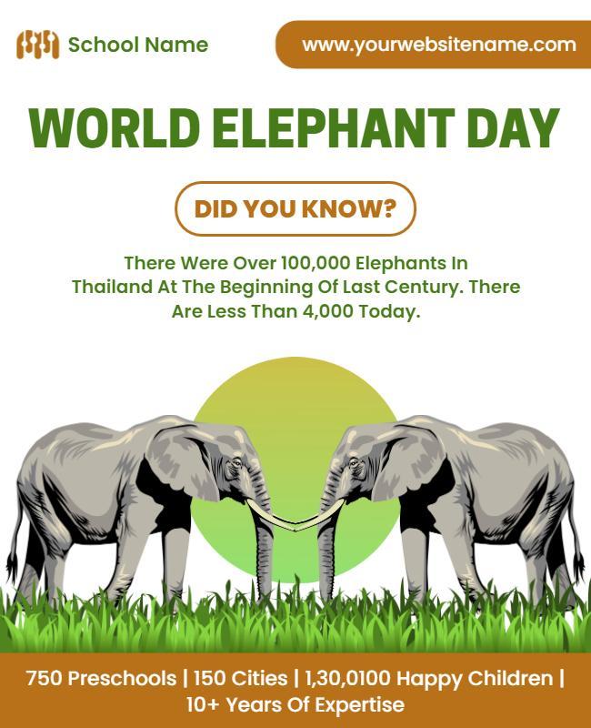 Vibrant Green World Elephant Day Awareness Flyer Template