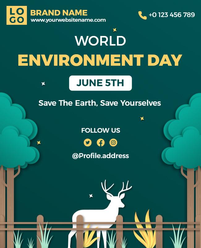 Eco-Friendly Green World Environment Day Awareness Flyer Template