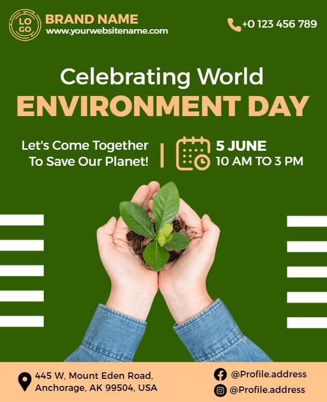 Vibrant Green World Environment Day Celebration Flyer Template