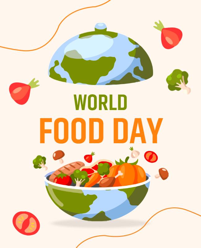 Colorful Illustrated World Food Day Celebration Flyer Template