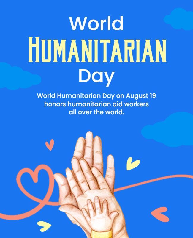 Bright Blue World Humanitarian Day Celebration Flyer Template