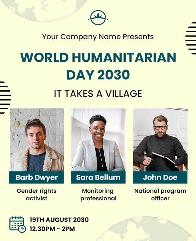 Modern Green World Humanitarian Day Awareness Flyer Template