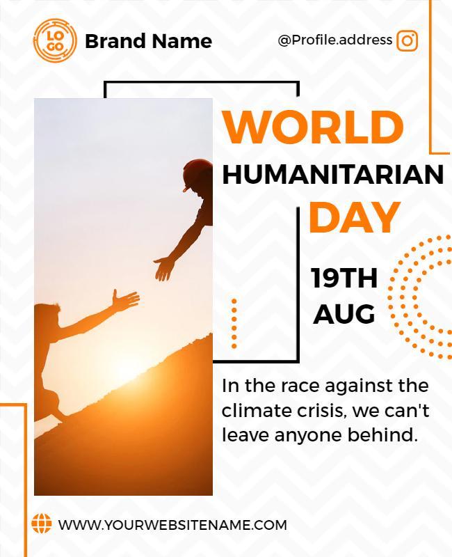 Compassionate Orange Humanitarian Day Awareness Flyer Template