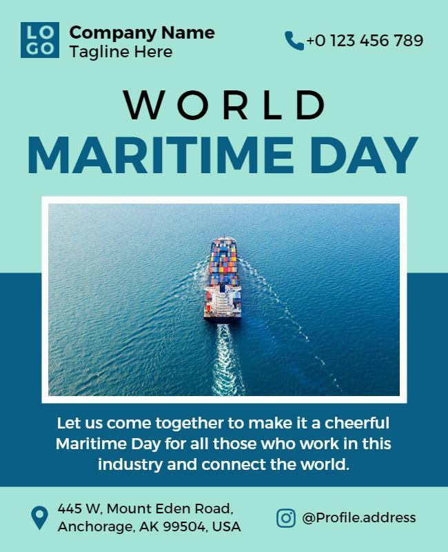 Ocean-Themed World Maritime Day Celebration Flyer Template