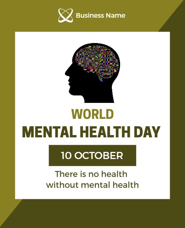 Awareness Green Mental Health Day Support Flyer Template