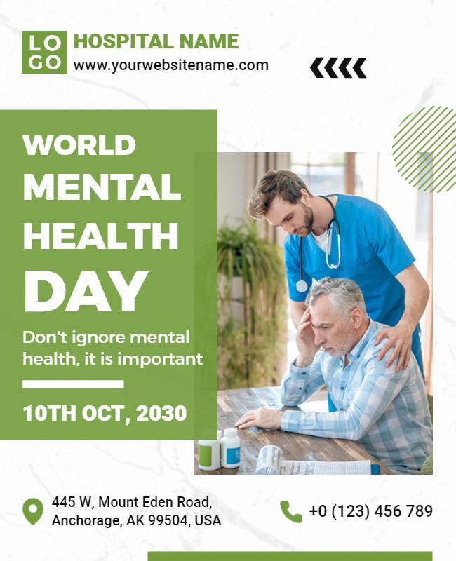 Caring Green World Mental Health Day Awareness Flyer Template