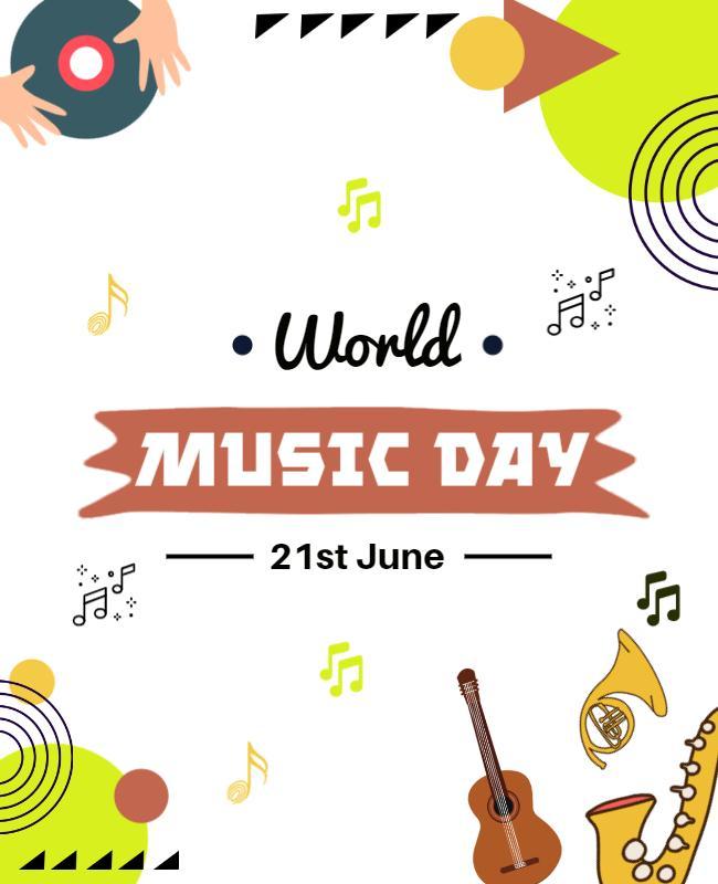 Colorful Geometric World Music Day Celebration Flyer Template