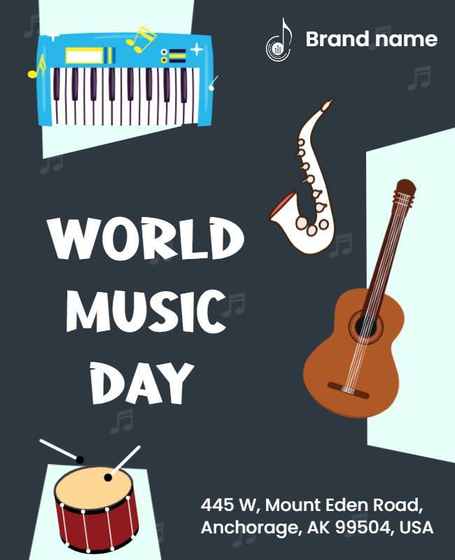 Playful Music Instruments World Music Day Flyer Template