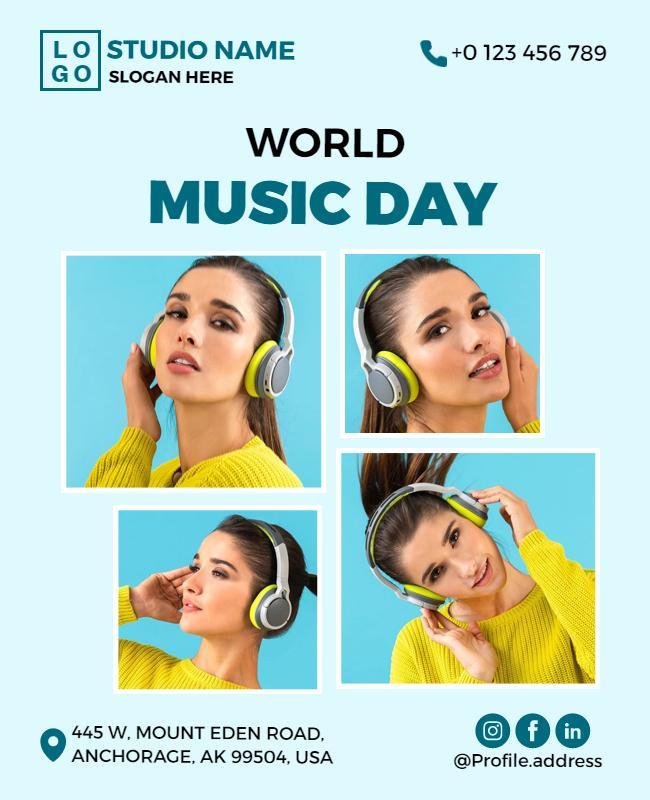 Colorful Modern Music Day Celebration Flyer Template