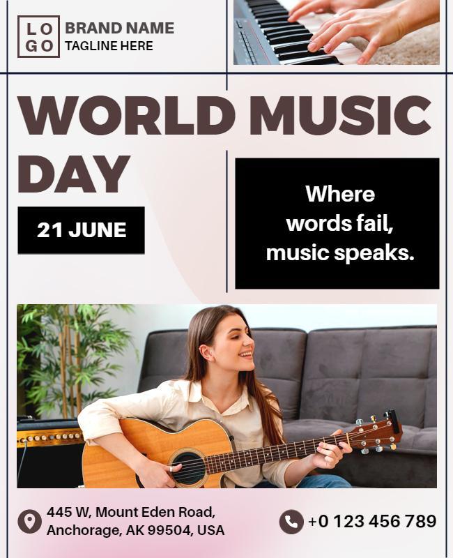 Creative Music-Themed World Music Day Celebration Flyer Template