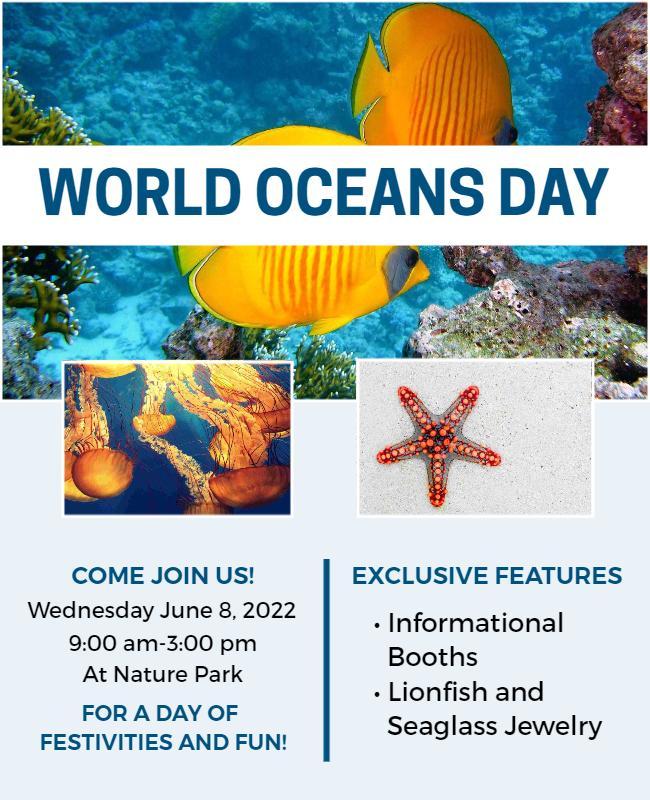 Vibrant Underwater Theme for World Oceans Day Flyer Template