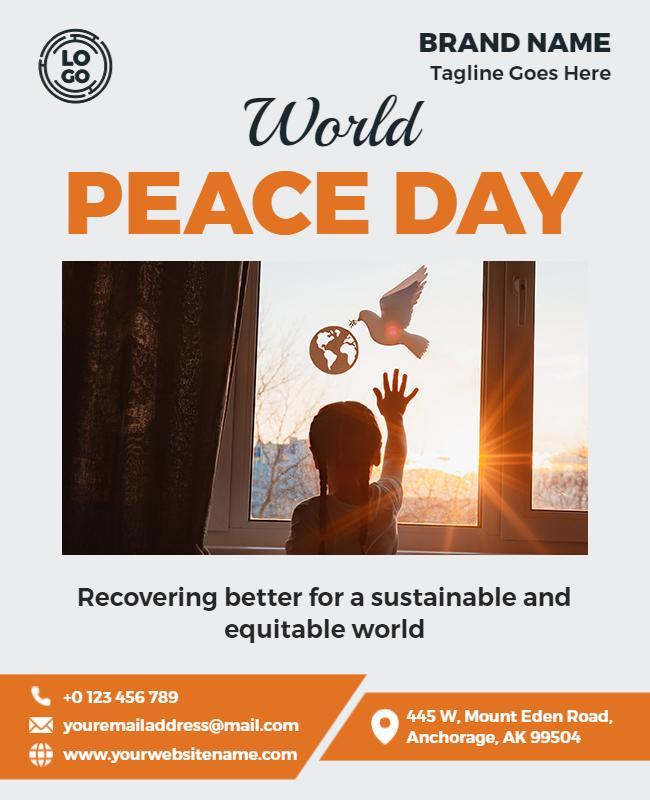 Inspirational Earth Tone World Peace Day Flyer Template