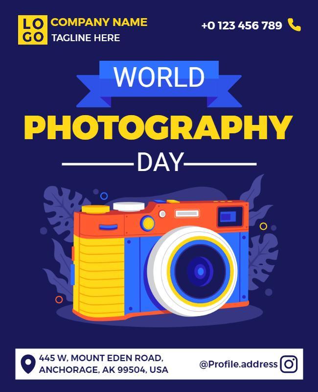 Vibrant Blue World Photography Day Celebration Flyer Template