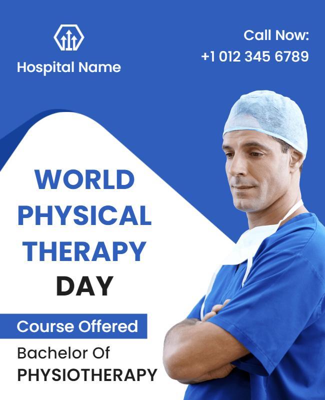 Professional Blue World Physical Therapy Day Flyer Template