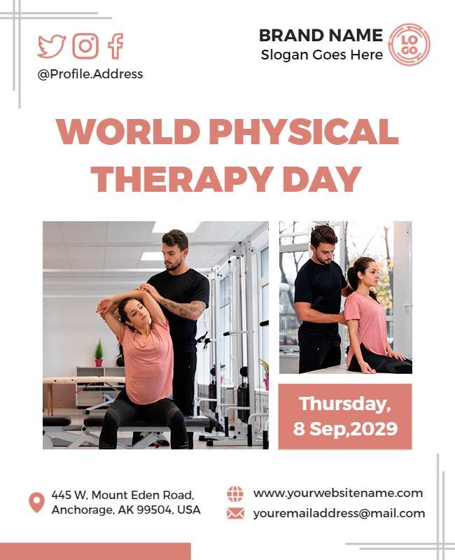 Modern Light Pink World Physical Therapy Day Flyer Template