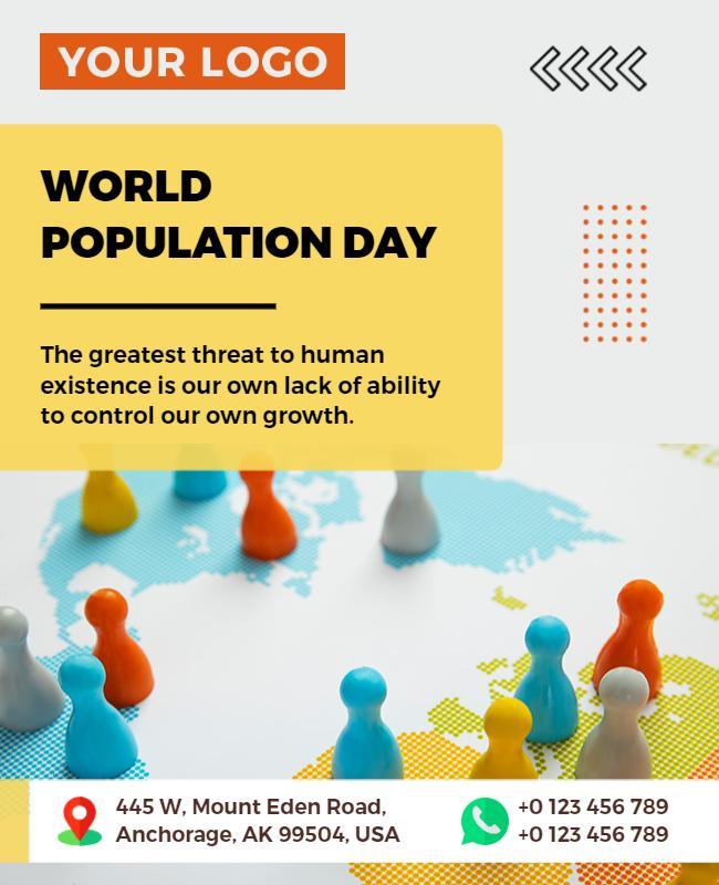 Colorful Geometric World Population Day Awareness Flyer Template