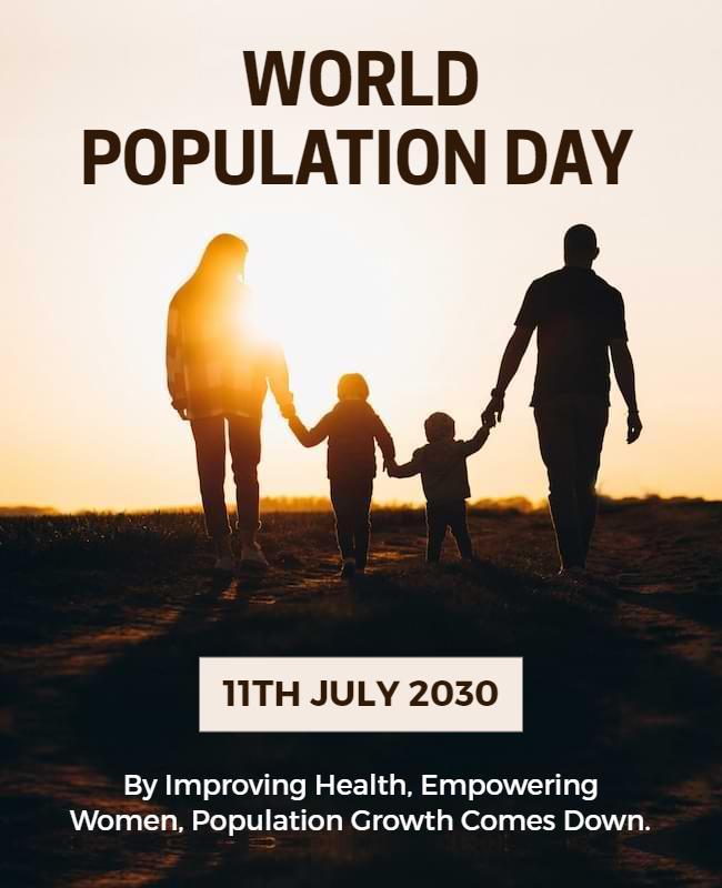 Inspirational Family Silhouette for World Population Day Flyer Template